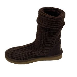 UGG Australia Womens 5857 Classic Cardy Brown Knit Crochet Sweater Boots Sz 7